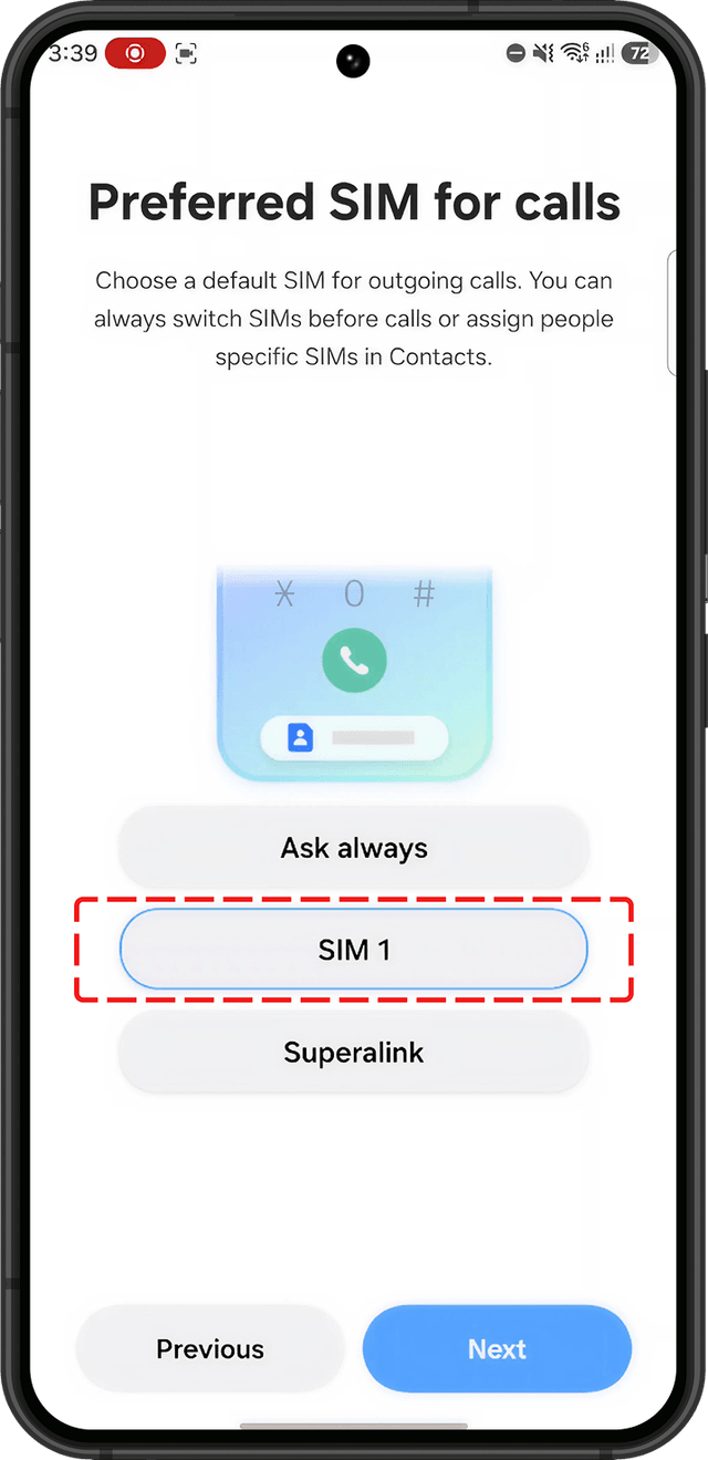SIM for calls